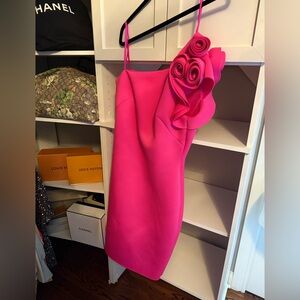 Eliza J Pink One-Shoulder Flutter Sleeve Cocktail Dress